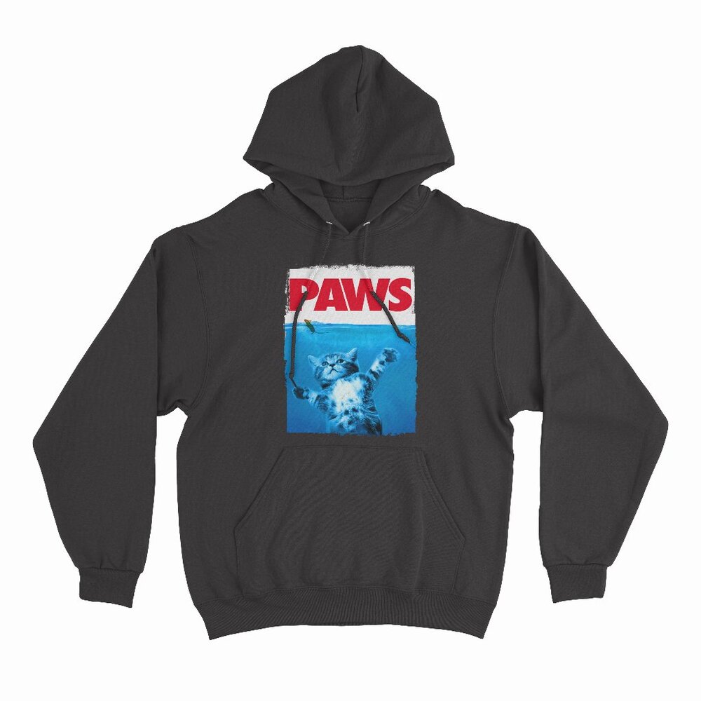 Paws Cat and Mouse Top, Cute Funny Cat Lover Parody Top Black Hoodie